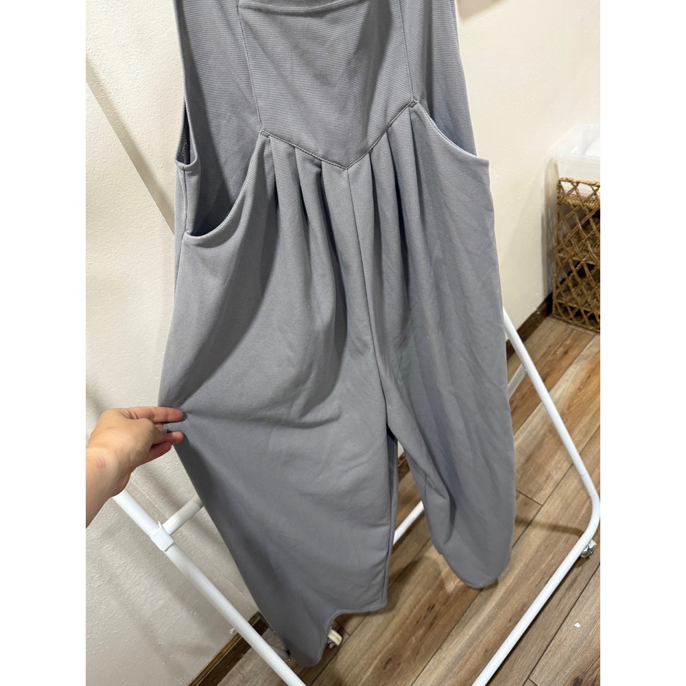 Halara Gray Cloudful Air Wide Leg Overalls Jumpsuit Pleated V-Waist Womens XS - Picture 3 of 4
